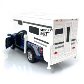 Kinsmart 2013 Ford F-150 SVT Raptor Supercrew w/ Camper 1:46 Scale Diecast Model Blue by