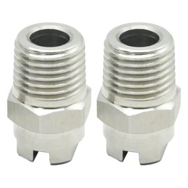 VIKKSAER Flat Fan Spray Nozzle Tips, 1/4BSPT Male Thread, 110 Degree Nozzle w/ 2.4mm Orifice, 304 Stainless Steel Fan Spray Nozzle (2PCs, 110 Degree, 2.4mm Orifice)