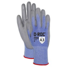 MAGID D-ROC Touchscreen 15-Gauge Cut Level A3 Work Gloves with Polyurethane Coating, 12 Pairs, Size 10/XL, Blue & Gray