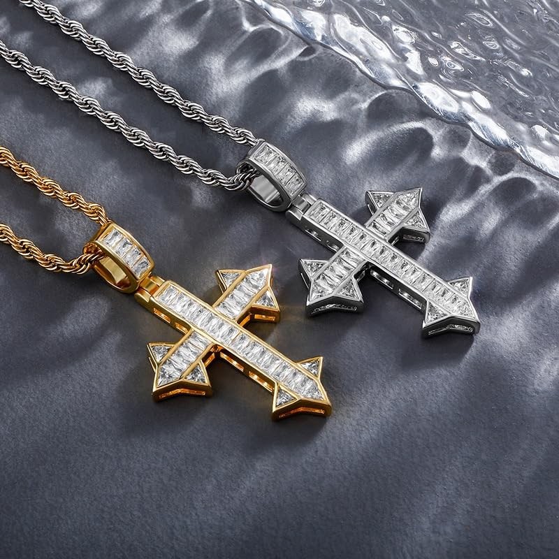 Zsllzm Cross Chain for Men Iced Out Gold Plated Cubic