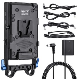 Fomito V-Mount Lock Battery Plate Power Adapter with 15mm Rod Clamp for Sony A7III A7RIII A7R4 A7MIII A7M4 A9 A9S A6600 Camera Camcorder