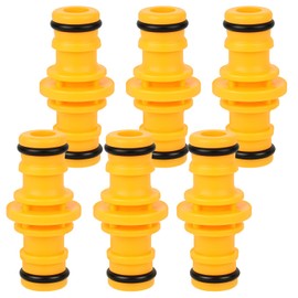 flintronic 6PCS Double Male Hose Connectors, 1/2" double male Hose-End Connector, Plastic hose end Connector Extender, for Join Garden Hoses Pipe Tube and garden Irrigation System (Yellow)