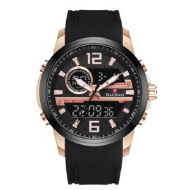 TEARTRACE Men's Watches Analog Digital Quartz Sport Watches for Men Waterproof Chronograph Luminous Black/Orange/Red/Blue/Yellow Wrist Watch with Alarm, Rose Gold, sports