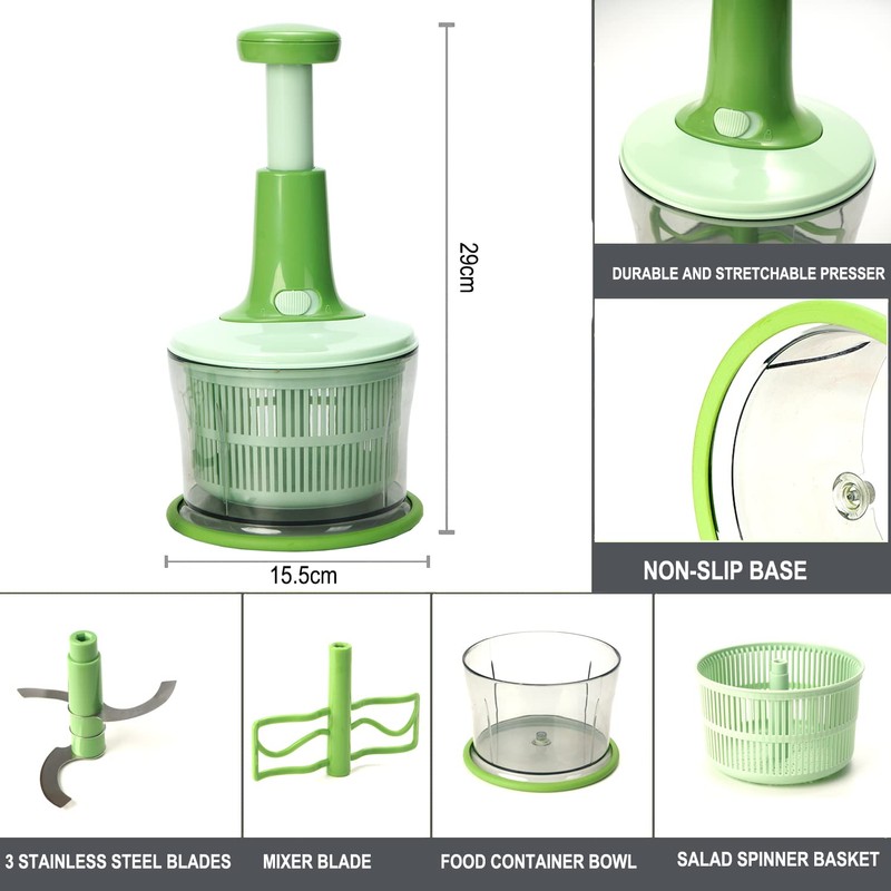 GProME Manual Food Processor -Salsa Maker Hand Chopper Blender As