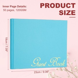 PATIKIL Elegant Guest Book 9"x7" Offset Paper Wedding Guest Book Stylish Sign-in Book 50 Sheets Blank 120G Small Medium Paper for Reception, Birthday, Funeral, Special Events Sky Blue