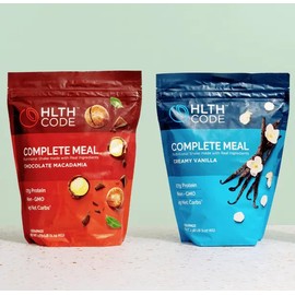 HLTH Code Complete Meal Replacement Shake with 27g High Protein, Vitamins & No Added Sugar for Gut Health Support, All Nutrition Protein Shake, Healthiest Protein Supplement for Healthcare & Fitness,  15 Meals Per Bag