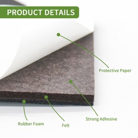 COVERCORNER Non Slip Furniture Pads 12 PCS 3'' Square - Anti Slip Furniture Pads - Self Adhesive Rubber Feet Furniture Feet - Chair Leg Floor Protectors - Keep Furniture in Place