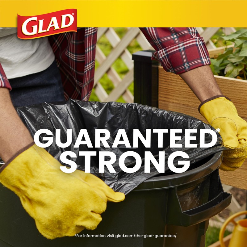 Glad Protection Series Large 30 Gallon Trash Bags, Unscented Heavy