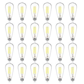 DAYBETTER 24 Pack Vintage LED Edison Bulbs, E26 Led Bulb 60W Equivalent, Dimmable Led Light Bulbs, High Brightness 600 LM Daylight White 5000K, ST58 Antique Filament Bulbs, Clear Glass Style for Home