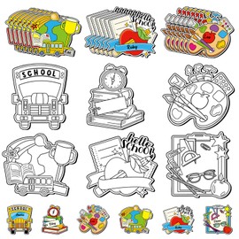 HABDJILTY 36 Set Back to School Magnets Crafts for Kids,Color Your Own First Day of School Gifts DIY Coloring Student Name Tags Magnetic Locker Name Stickers for Classroom Activity