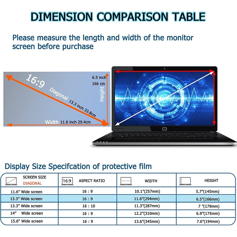 PYS 2 Pack Blue Light Screen Protector Laptop 13.3 Inch,