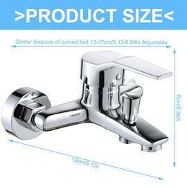 Vmxlso Bathtub Mixer Tap, Bathtub, Single Lever Mixer Tap, Bathtub, Wall Mounted Bath Tap, Chrome