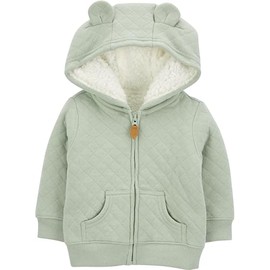 Simple Joys by Carter's Baby Hooded Sweater Jacket with Sherpa Lining, Green