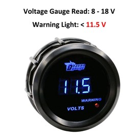 MOCNT Car Voltage Display 2 Inch 52 mm Voltmeter Display 8-18 V Voltmeter Blue Light Digital Display Voltage Meter Volt Gauge Voltage Meter Smoke Len Universal