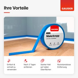 GAUDER Painter's Masking Tape (24 mm x 50 m) | 6 x Masking Tape for Painting and Renovations | Masking Tape for Painting, Painting, Renovating