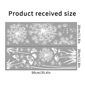 Arawat 2 Set Dandelion Wall Decals Peel and Stick White Dandelion Wall Stickers Large Floral Wall Stickers & Murals Vinyl Wall Art Flower Wall Decals for Bedroom Bathroom Living Room Door Restroom
