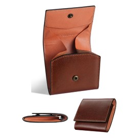 Fabrizio Coin Case, Coin Purse, Men's, Genuine Leather, Luxury Italian Leather, Easy to Use, Compact, Thin, Coin Purse, Coin Case, dark brown