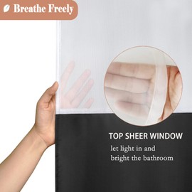 UFRIDAY Black and White Shower Curtain 72 x 72 Inch, Machine Washable Fabric Shower Curtains for Bathroom with Mesh Top Window, Light-Weight Cloth Standard Size 72x72inches, Black