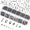 Nail Rhinestones Kit Round Flat Back Rhinestones 1500Pieces Multi Shape