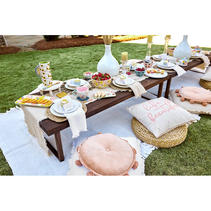 Mud pie Pitcher Set, Floral, pitcher 51 oz | spoon