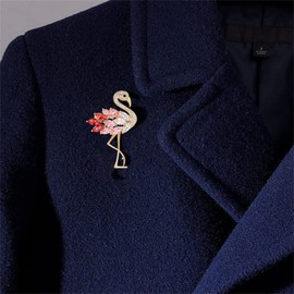 Rhinestone Flamingo Brooch Pin for Women Girls Fashion Crystal Delicate Animal Brooch Lapel Pins Elegant Dress Accessories Jewelry Gift Corsage for Hat Bag Suit Tie Wedding Christmas Birthday, Metal,