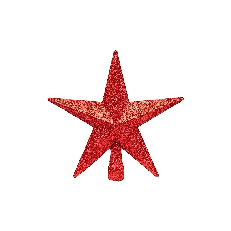 Red 20cm Tree Top Star Premier Shatterproof Christmas Tree Decoration