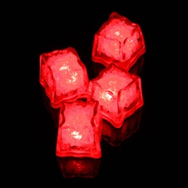 Set of 4 LED ICE CUBES Bright Flashing Ice Cubes Assorted Colours (Red, Blue, Green, Yellow)