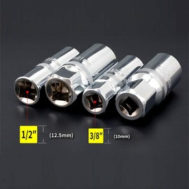 Deep Socket Vogueing Tool 2Pcs 65MM Long Spark Plug Socket Set for Removing the 6-Point Spark Plugs from Certain, Compatible Vehicles (3/8", 16MM)