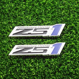 2Pcs Z51 Performance Emblems Engine Hood 3D Package Badge Decal Replacement Z51 (Chrome Blue)