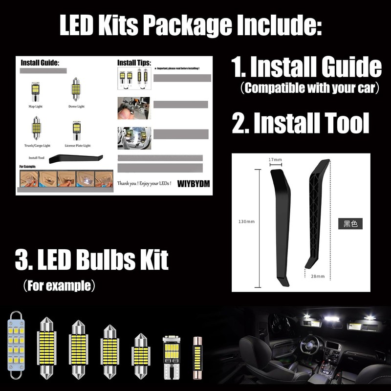10-Pieces CRV Interior LED Lights Bulb Kit for Honda CR-V