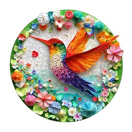 Wooden Puzzles for Adults - Unique Shape 3D Vision Hummingbird Wooden Puzzle - Challenging Adult Animal Puzzles Creative Gifts - Birthday Gifts for Adult - 100pcs