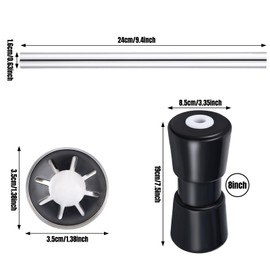 DaisyInner 1 Set 8 Inch Heavy Duty Boat Trailer Roller Set Including 1 Black Rubber Shaft Keel 1 Pcs 9-3/8 Inch Silver Zinc Plated Steel Roller Shaft 2 Nuts for 8 Inch Roller Boat Part Accessories