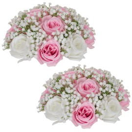 NUPTIO Baby Breath Flower Balls: 2 Pcs 9.4 inch Diameter Pink Artificial Rose Fake Arrangement Bouquet Wedding Centerpieces Event Party Tables Decorations
