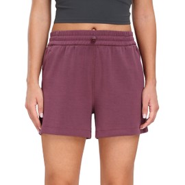 Colorfulkoala Women's High Waisted Ultra Soft Athletic Jersey Shorts Casual Summer Lounge Pants with Pockets (M, Plum Red)