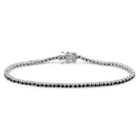 JEWELEXCESS Diamond Tennis Bracelets for Women – 2.00 Carat Black Diamond Sterling Silver Bracelet – Hypoallergenic Diamond Tennis Bracelet Silver – Tennis Bracelets for Women Sterling Silver