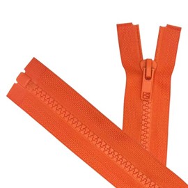 ANPURZII - 2 cremalleras separadoras de 22 pulgadas, color naranja bermellón, para abrigos de costura, cremalleras de plástico moldeado a granel (naranja vermilion, 22 pulgadas, 2 unidades)