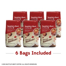 Seattle's Best Coffee Toasted Hazelnut Flavored Medium Roast Ground Coffee | 11 Ounce Bags (Pack of 6)