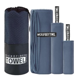 Toalla de Microfibra 3 Pcs, Toalla Deportiva Secado Rápido, Toallas para Gym, Toalla de Viaje Ligera y Portatil, Toallas Deportiva para Playa, Acampar, Deporte, Gimnasio, Yoga, Etc(Azul Marino)