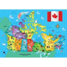 MasterPieces Family Puzzle - Explorers 60 Piece Jigsaw Puzzle for - Canada Map - 14.3"x10.3"