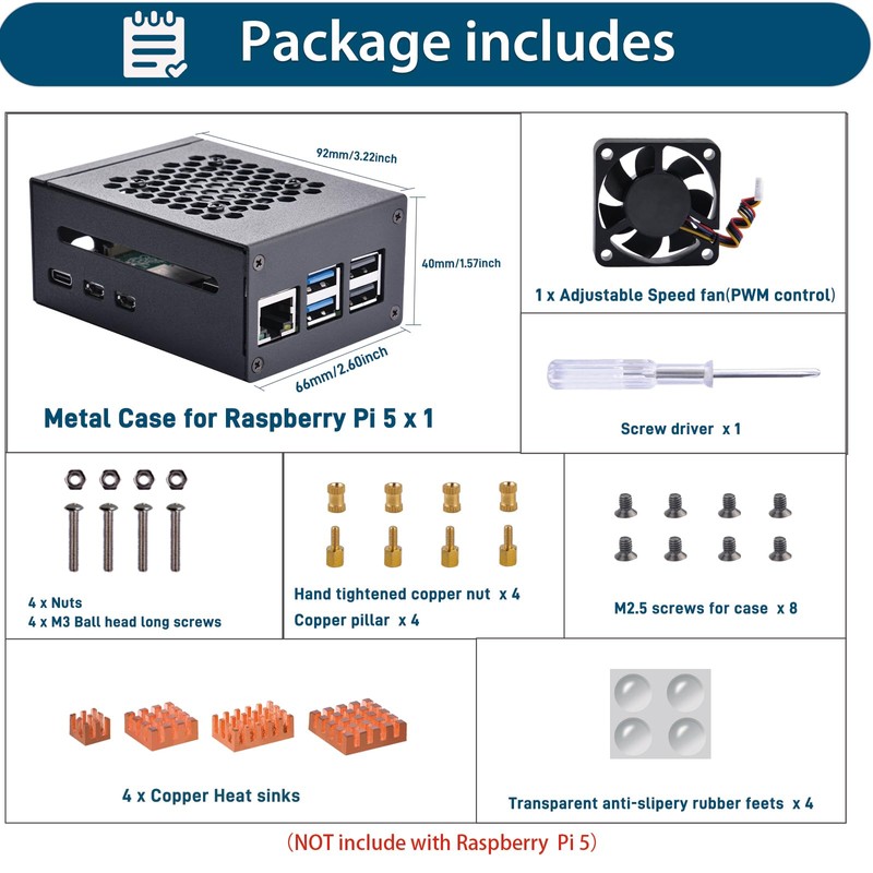 GeeekPi Raspberry Pi 5 Metal Case with Fan, Cooling Fan