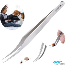 YNR Tick Remover Tweezers, Stainless Steel, Professional Tick Flea Removal Tool for Humans and Pets L2