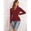 ZAFUL Women Long Sleeve Polo Sweater V Neck Button Down