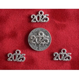 2025 Silver Colored Charms 1/2" x 1/4" Lots of 4