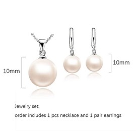Qimily Sterling Silver Freshwater Cultured Pearl Jewelry Necklace Earrings Set for Women Hypoallergenic Jewelry Pack of 2