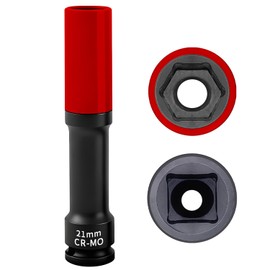 JEUCLEL 21mm 1/2"Extra-long Thin Wall Wheel Protector Impact Deep Socket, 6 Point Impact Drive Lug Nut Socket, Non-Marring Lug Nut, for Wheel Assembly and Dismantling