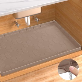 Waterproof Under Sink Mat 28” x 22” Cabinet Liner for Kitchen & Bathroom, Shelf Protector Silicone Under Sink Tray, Kitchen Cabinet Organizers and Storage Sink Drip Tray
