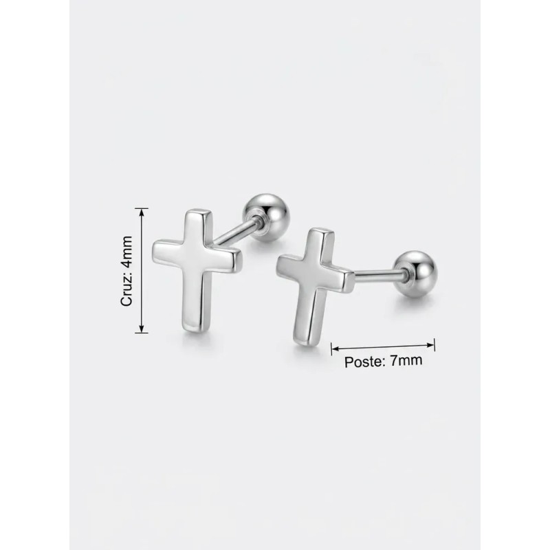 BRILLORE - Aretes De Cruz Mini Plata Ley .925 Taxco
