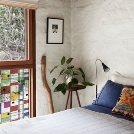 LiveInUrban Geometric Transparent Static Cling Window Film, Double-Sided Removable Decal Cling for Windows Door Glass Decor, 17.7"x122.05" Mondrian Primary Colors