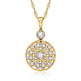 Ross-Simons 0.25 ct. t.w. Diamond Openwork Circle Pendant Necklace in 18kt Gold Over Sterling. 18 inches