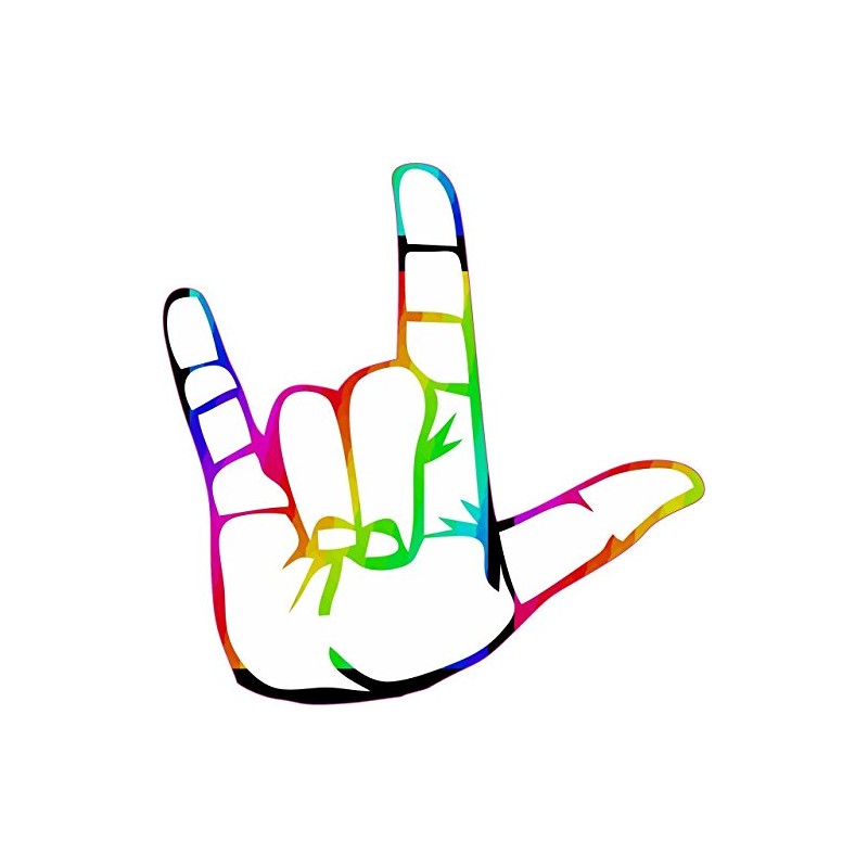 StickerTalk Rainbow ASL I Love You Vinyl Sticker, 5 inches